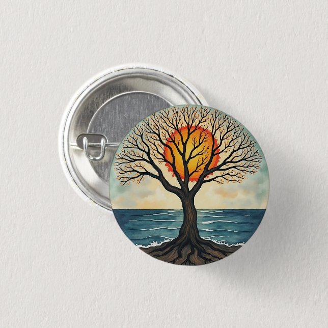 TREE OF LIFE  3 CM ROUND BADGE (Front & Back)