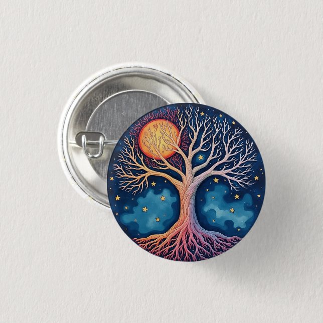 TREE OF LIFE  3 CM ROUND BADGE (Front & Back)