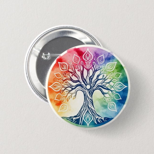 Tree of Life 6 Cm Round Badge (Front & Back)