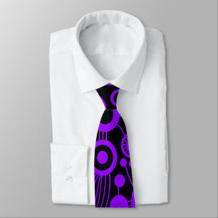 Tree of Life Abstract - Purple and Black Tie