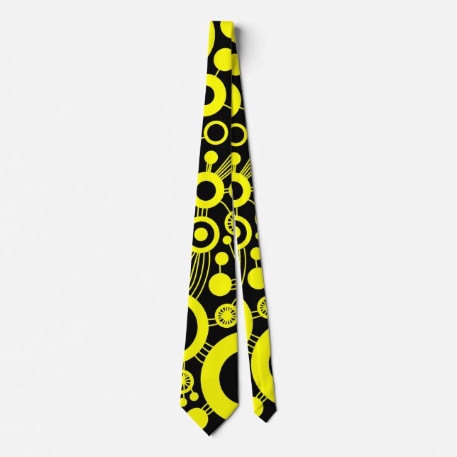 Tree of Life Abstract - Yellow and Black Tie (Front)