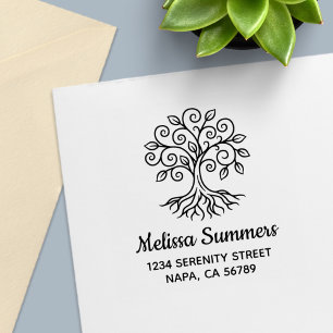 Tree of Life Address Self-inking Stamp