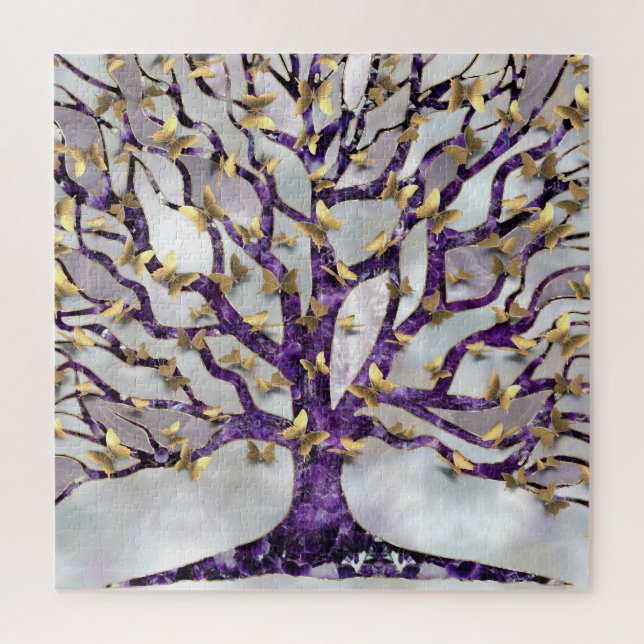 Tree of Life - Amethyst and Butterflies Jigsaw Puzzle (Vertical)