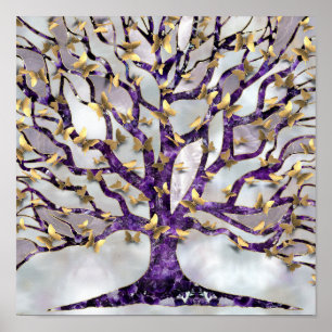 Tree of Life - Amethyst and Butterflies Poster