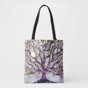 Tree of Life - Amethyst and Butterflies Tote Bag