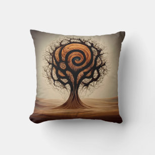 Tree of Life Ancient Rustic Throw Pillow