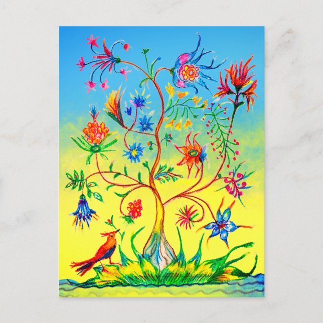 Tree of life and a bird postcard (Front)