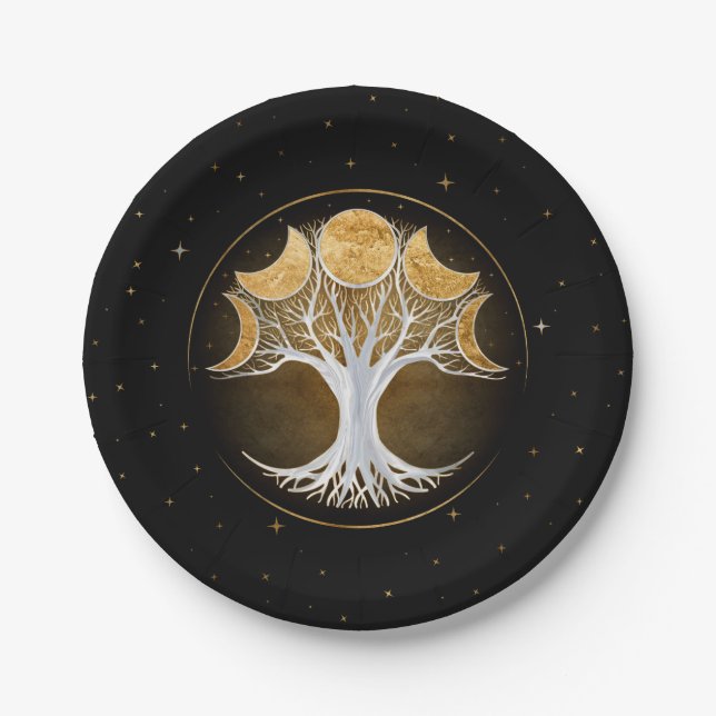 Tree of life and moons paper plate (Front)
