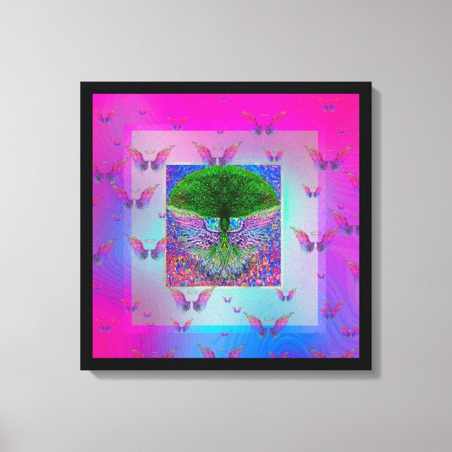 Tree of Life and Rainbow Angel Wings Canvas Print (Front)