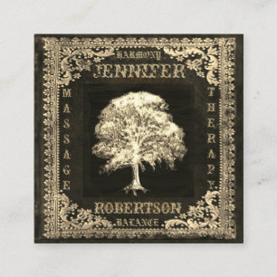 Tree of Life and Rustic Linen Square Business Card