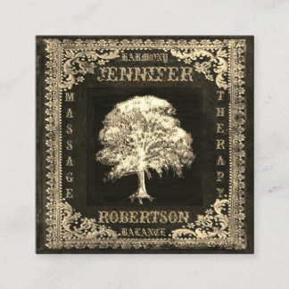 Tree of Life and Rustic Linen Square Business Card