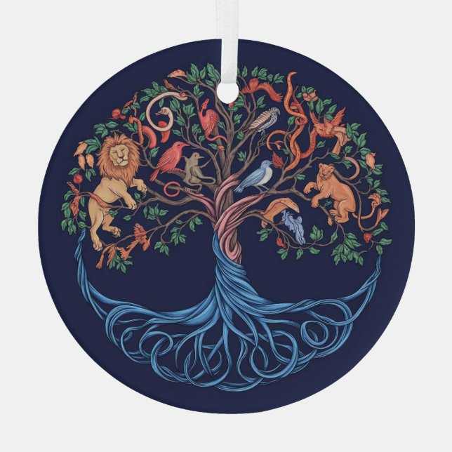 Tree of Life  Art, Tree of Life Glass Tree Decoration (Back)