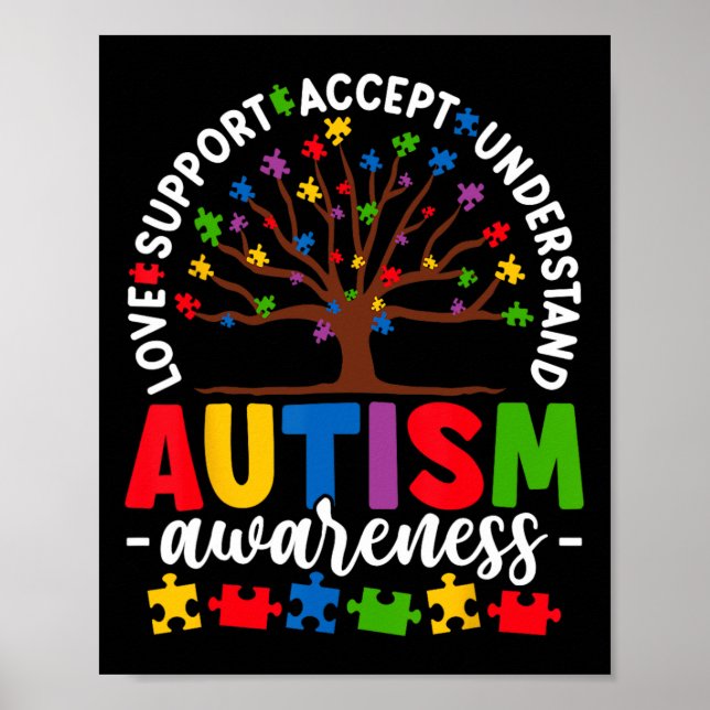 Tree Of Life Autism Awareness Love Accept Support  Poster (Front)
