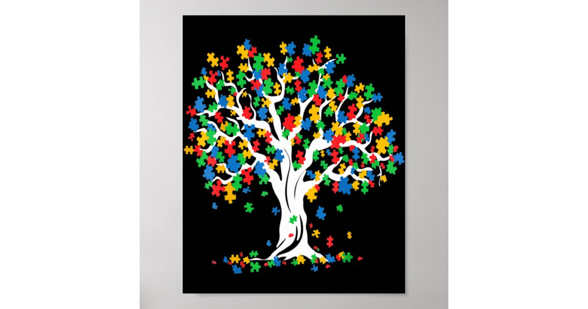 Tree Of Life Autism Awareness Month Fun ASD Suppor Poster | Zazzle
