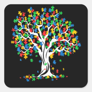 Tree Of Life Autism Awareness Month Square Sticker