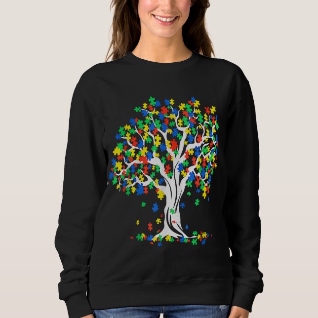 Tree Of Life Autism Awareness Month Tee Funny ASD  (Front)