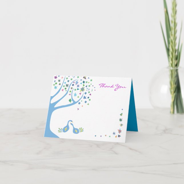 TREE OF LIFE Bat Mitzvah Folded Thank You Card (Front)