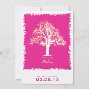 Tree of Life Bat Mitzvah Invitation in Pink