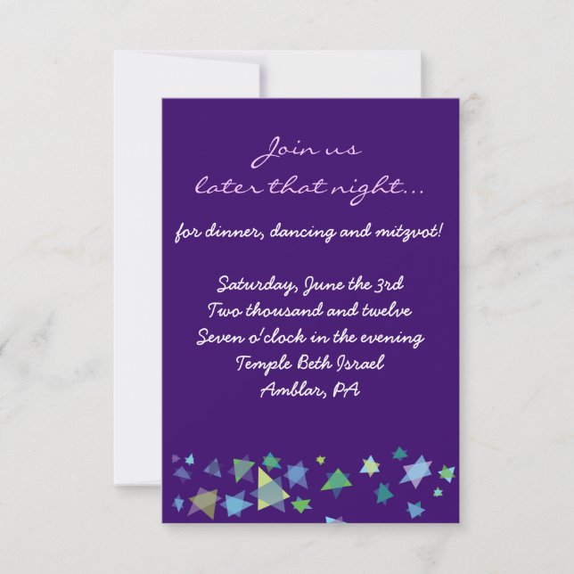 Tree of Life Bat Mitzvah Invitation Party card (Front)