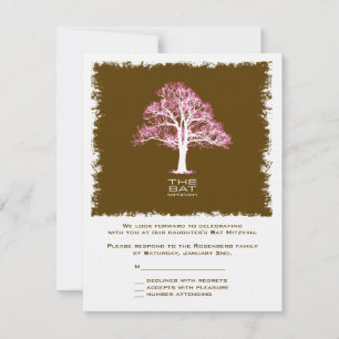 Tree of Life Bat Mitzvah Reply Card, Chocolate RSVP Card