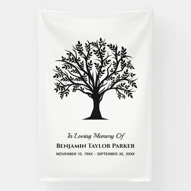 Tree Of Life Bereavement Sympathy Funeral Memorial Banner (Vertical)