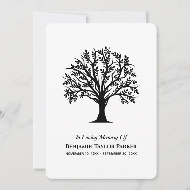 Tree Of Life Bereavement Sympathy Funeral Memorial Thank You Card (Front)
