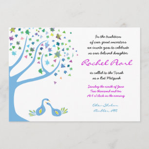 Tree of Life Birds Stars Bat Mitzvah Invitation