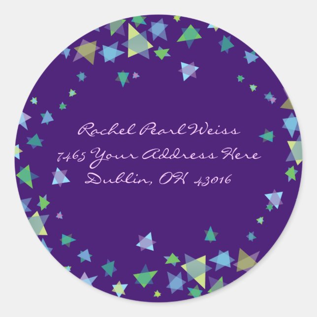 Tree of Life Birds Stars Return Address Sticker (Front)