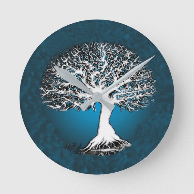 Tree Of Life Blue Round Clock Unique (Front)