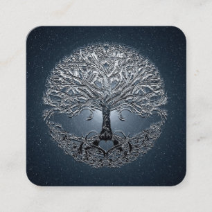 Tree of Life Blue Sky starry Night Square Business Card