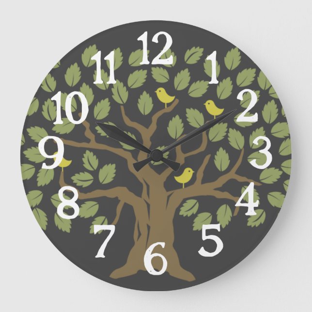 Tree of Life Botanical Minimalist Large Clock (Front)