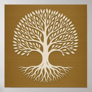 Tree of Life Bronze White Poster