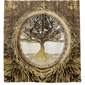 Tree of Life Brown Shower Curtain