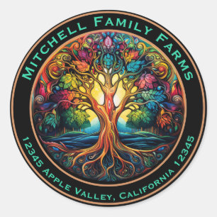 Tree of Life Business Logo Classic Round Sticker