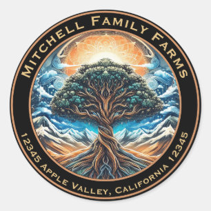 Tree of Life Business Logo Classic Round Sticker