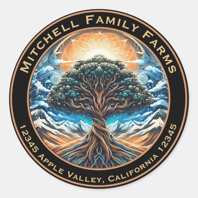 Tree of Life Business Logo Classic Round Sticker (Front)