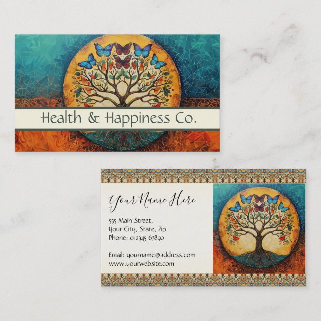 Tree of Life Butterflies Business Card (Front/Back)
