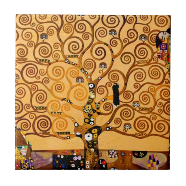 Tree of Life by Gustav Klimt Fine Art Tile (Front)