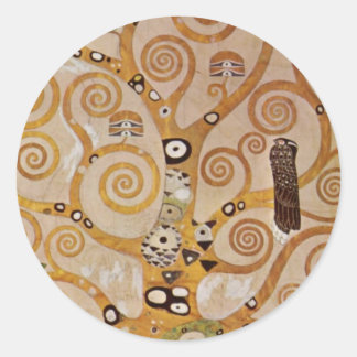 Tree of Life by Gustav Klimt, Stylised Art Nouveau Classic Round Sticker