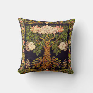 Tree of Life by kedoki floral tapestry embroidery Cushion