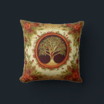 Tree of Life by kedoki Green and Orange Embroidery Cushion<br><div class="desc">Tree of Life by kedoki Green and Orange Embroidery</div>