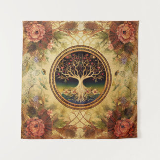 Tree of Life by kedoki rose gold embroidery Tapestry