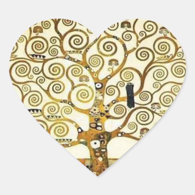Tree of Life by Klimt Heart Sticker, Art Nouveau Heart Sticker (Front)