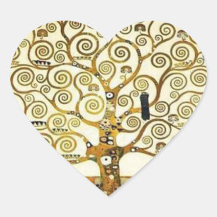Tree of Life by Klimt Heart Sticker, Art Nouveau Sticker