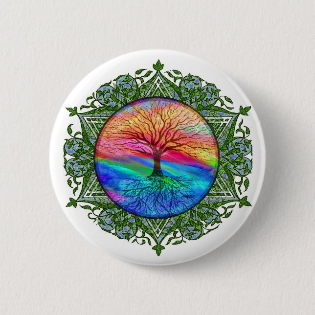 Tree of Life Calming 6 Cm Round Badge (Front)