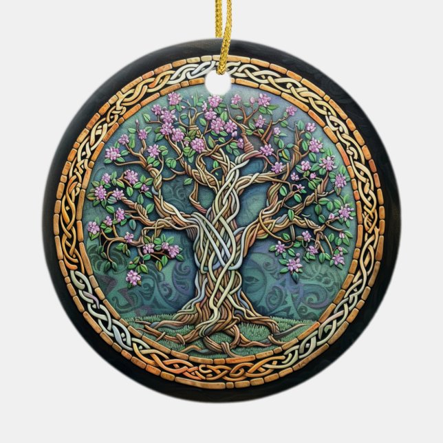 Tree Of Life Celtic Knot Ceramic Tree Decoration (Front)