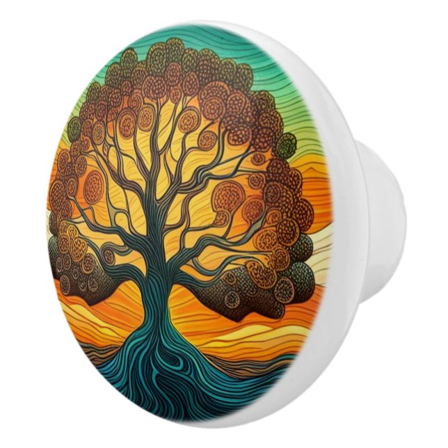 Tree of Life  Ceramic Knob (Right)
