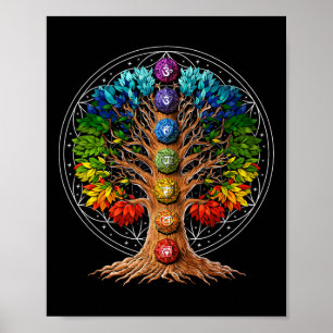 Tree Of Life Chakra Symbols Zen Yoga Meditation Sp Poster