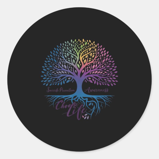 Tree Of Life Choose Life Suicide Prevention Awaren Classic Round Sticker (Front)
