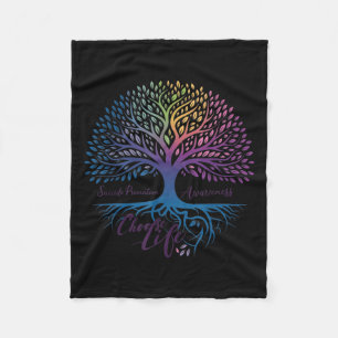 Tree Of Life Choose Life Suicide Prevention Awaren Fleece Blanket